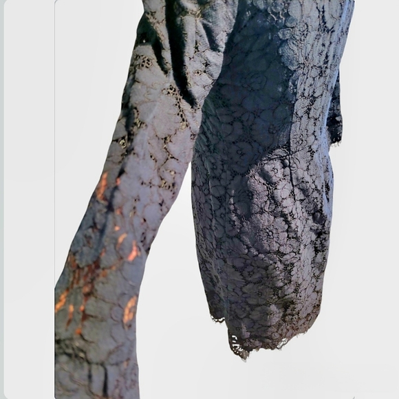 Ann Taylor Black Velvet Damask Dress - Size 0 - Picture 7 of 12